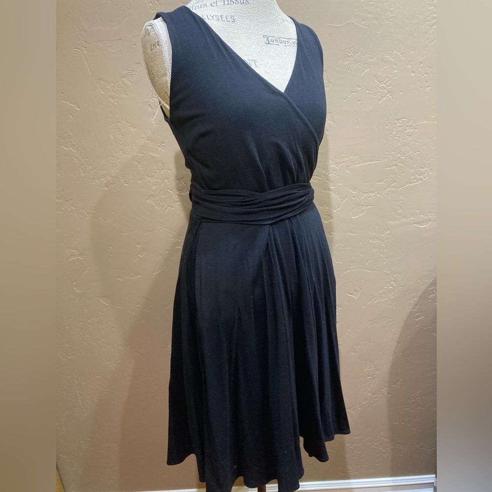 Moda International Sleeveless Black Wrap Dress, Size Large
